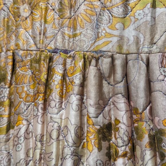 Vintage 1960s Quilted Hostess Gown Pink Sash Lounge Robe Psychedelic Print - Picture 9 of 16